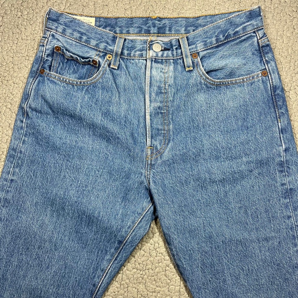 Levis‎ Premium 501 Skinny Jeans Mens 28 Blue Medium Wash Big E Button Fly Poland - Picture 2 of 16